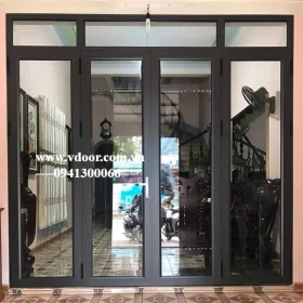 CỬA ĐI XẾP TRƯỢT 4 CÁNH NHÔM XINGFA CÓ FIX PHÍA TRÊN