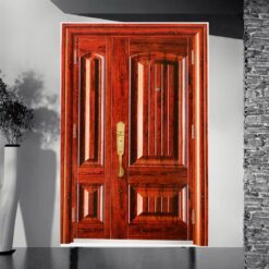 steel security door metal door single steel door entrance door - Cửa Đi Thép Vân Gỗ 2 Cánh Bền Đẹp, Sang Trọng, Giá Tốt